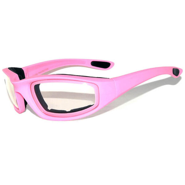 1 pair of Pink Motorcycle Padded Glasses Clear