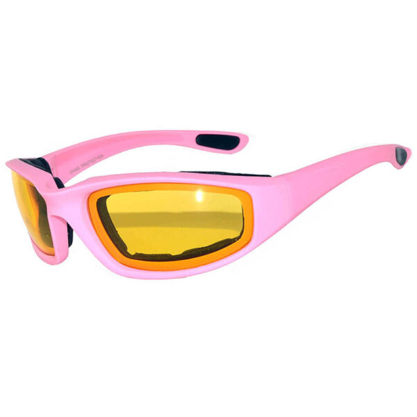 1 pair of Pink Motorcycle Padded Glasses Yellow