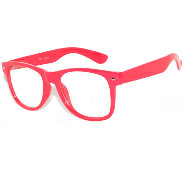 Retro Sunglasses Neon Pink Frame Clear Lens One Pair