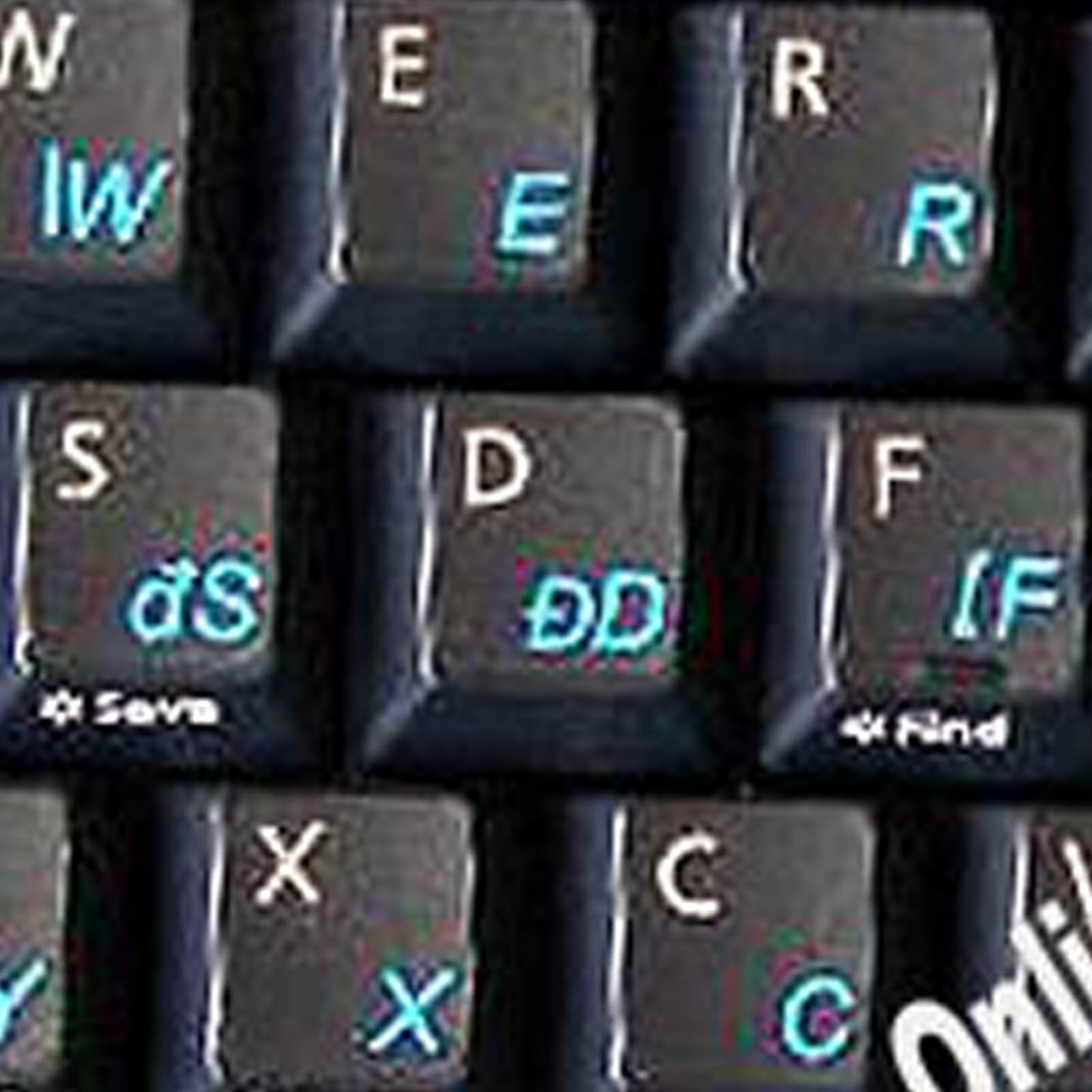 ALBANIAN KEYBOARD STICKERS BLUE LETTERS TRANSPARENT BACKGROUND