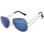 1 Pair of Aviator Sunglasses Gold Frame Blue Lens One Pair