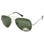 Aviator Polarized Sunglasses Silver Frame Green Lens One Dozen