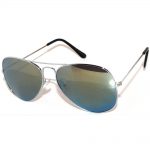 1 Pair of Aviator Sunglasses Silver Frame Mirror Yellow Lens