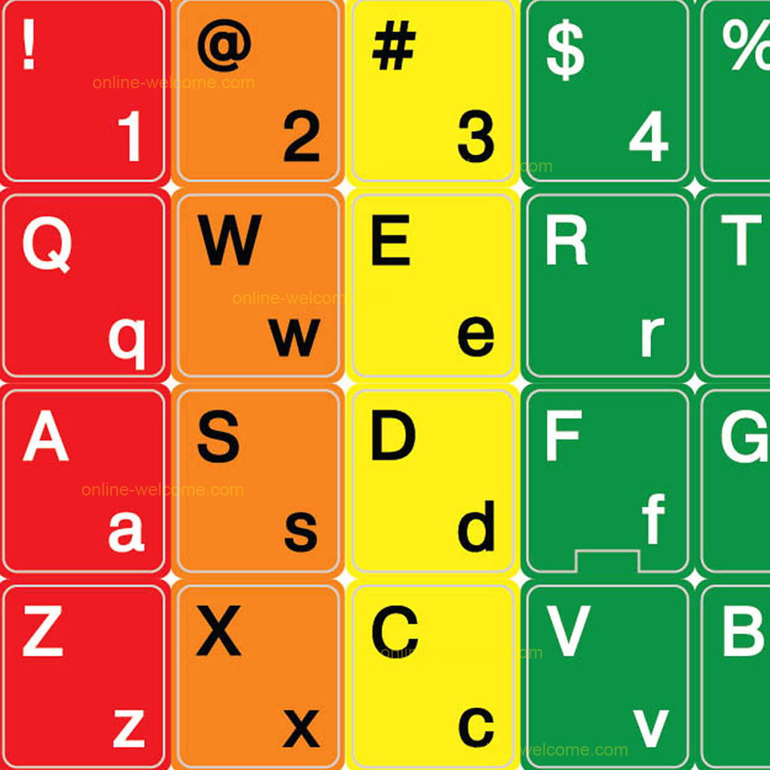 Colored learning keyboard sticker english us