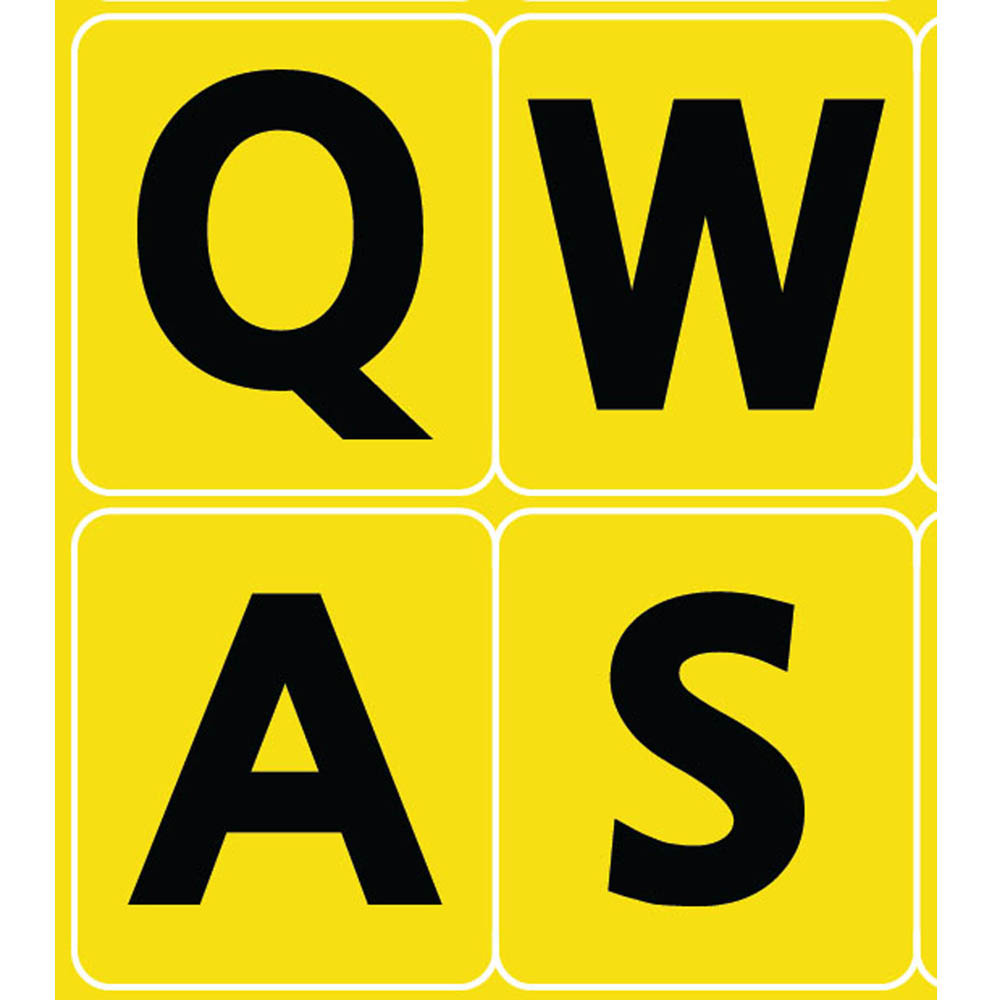 English uk large bold letters keyboard sticker yellow