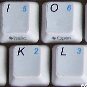 English US keyboard sticker with additional key for keyboard grey