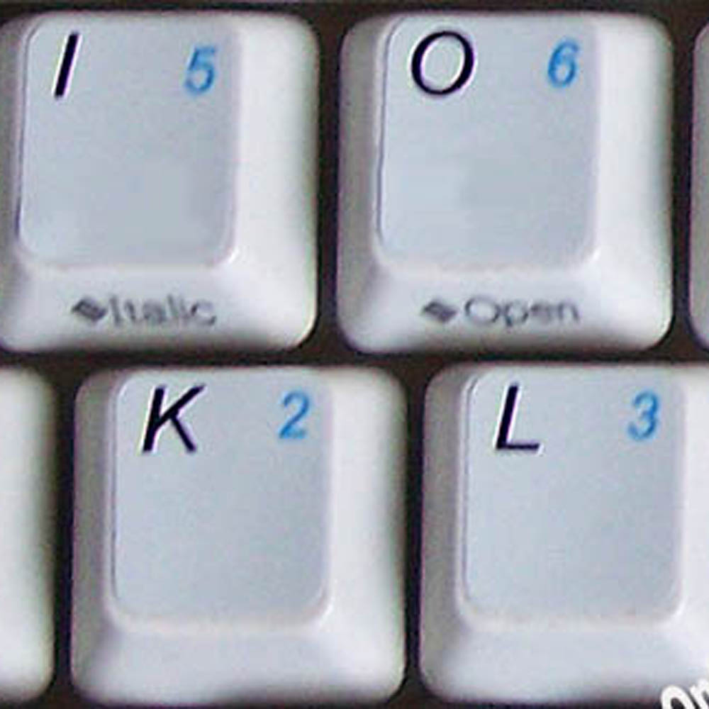 English US keyboard sticker with additional key for keyboard grey