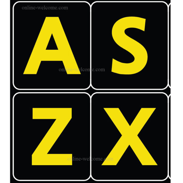 English us large bold letters keyboard sticker black-yellow