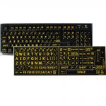 English us large bold letters keyboard sticker black-yellow