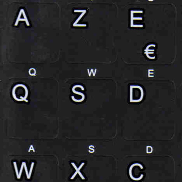 French Azerty Black letters for keyboard