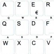 French Azerty letters for keyboard white background non transparent