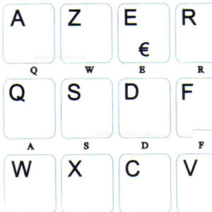 French Azerty letters for keyboard white background non transparent