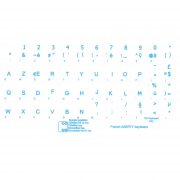 FRENCH AZERTY STICKERS BLUE LETTERS TRANSPARENT BACKGROUND