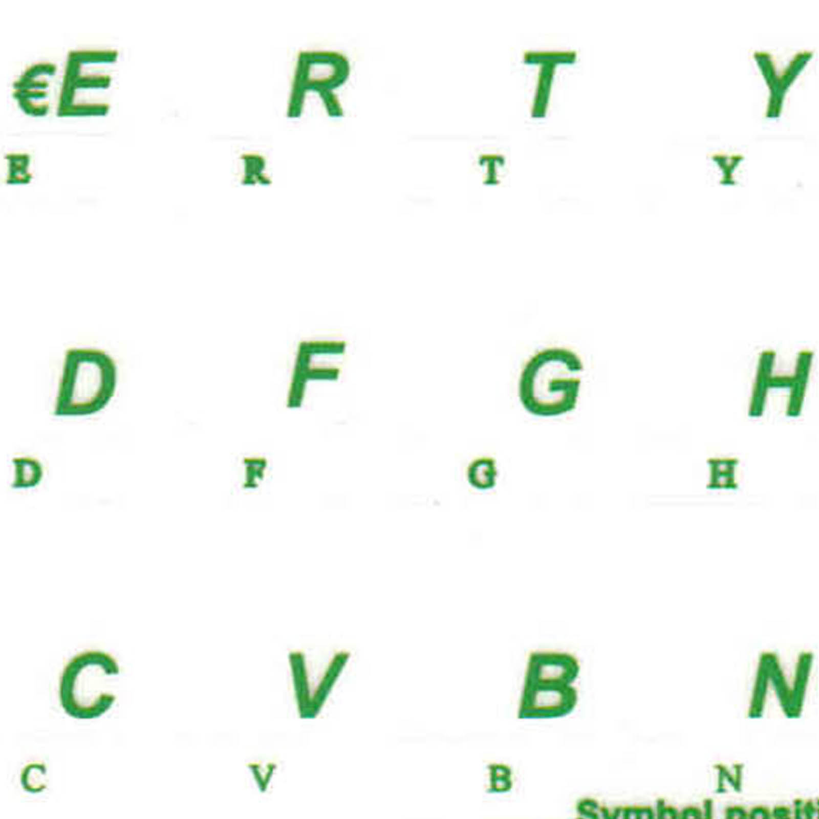 FRENCH AZERTY STICKERS GREEN LETTERS TRANSPARENT BACKGROUND