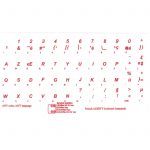 FRENCH AZERTY STICKERS RED LETTERS TRANSPARENT BACKGROUND