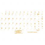 FRENCH AZERTY STICKERS YELLOW LETTERS TRANSPARENT BACKGROUND