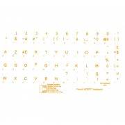 FRENCH AZERTY STICKERS YELLOW LETTERS TRANSPARENT BACKGROUND