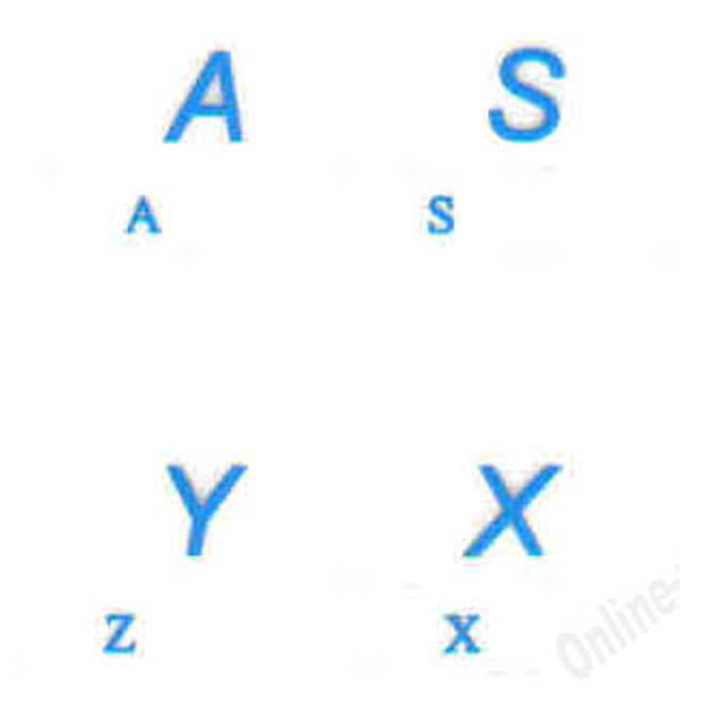 German keyboard sticker transparent blue letters