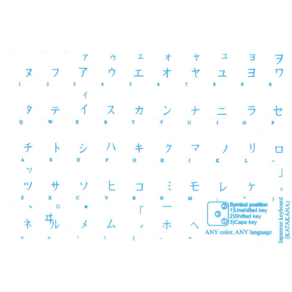 JAPANESE KATAKANA KEYBOARD STICKER TRANSPARENT BLUE LETTERS | Online ...