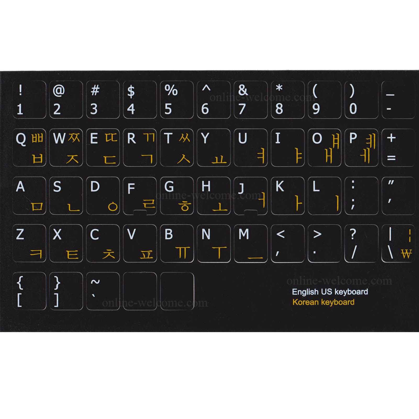 korean english keyboard sticker black online welcome