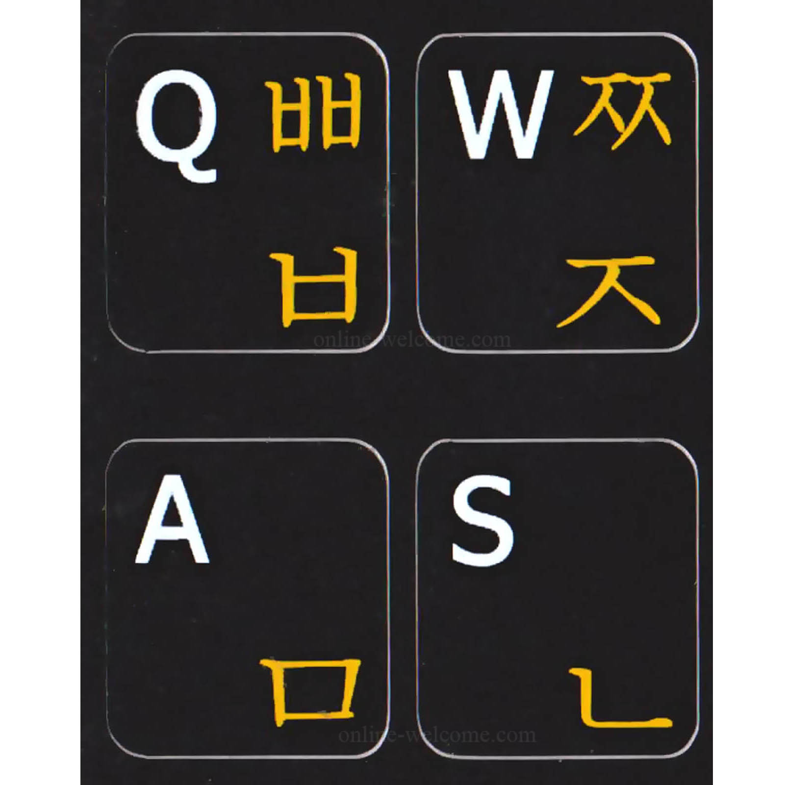 Korean-English keyboard letters black background non transparent labels stivkers