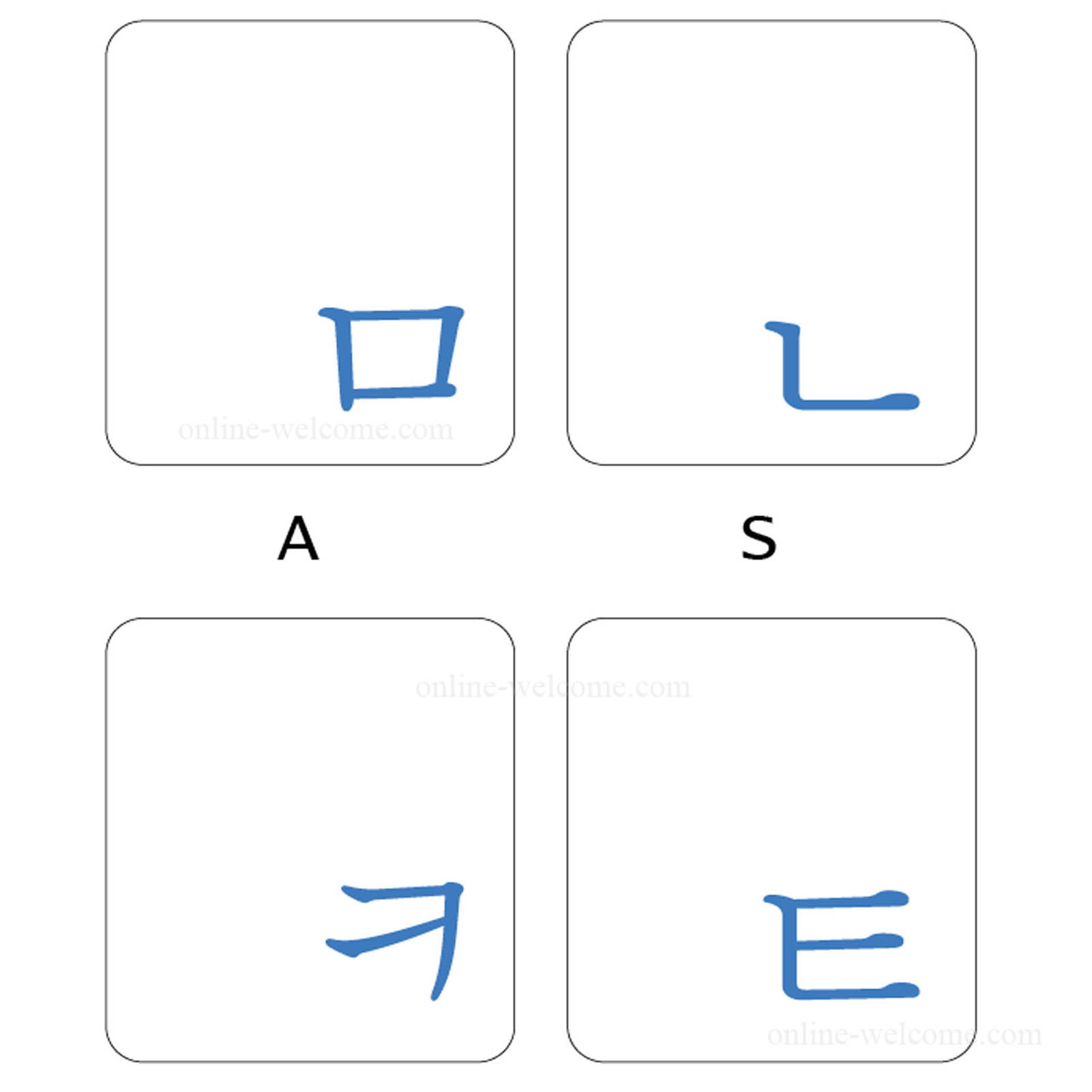 Korean transparent keyboard stickers blue letters