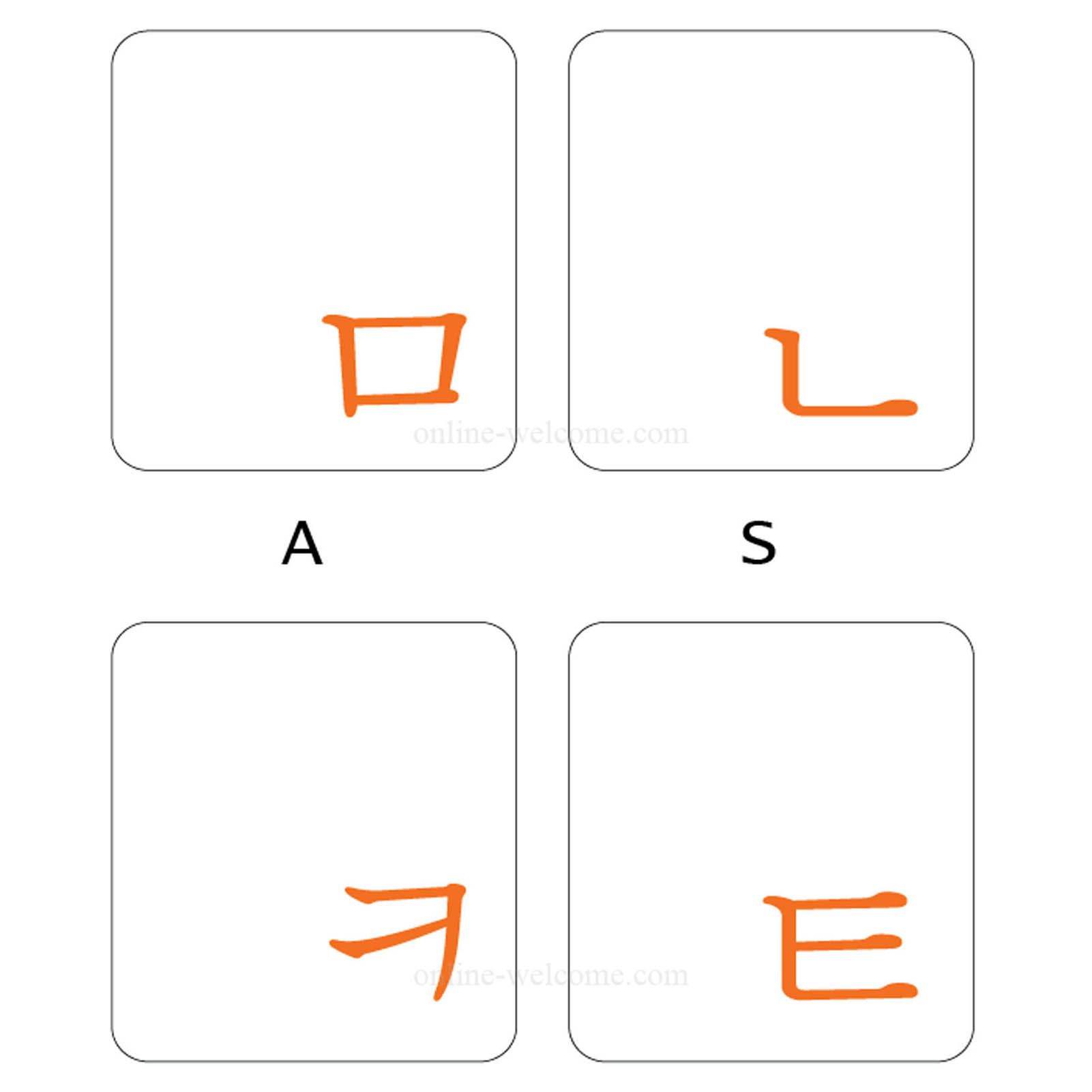 Korean transparent keyboard stickers orange letters