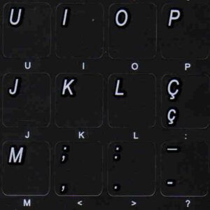 Portuguese traditional keyboard stickers non transparent black