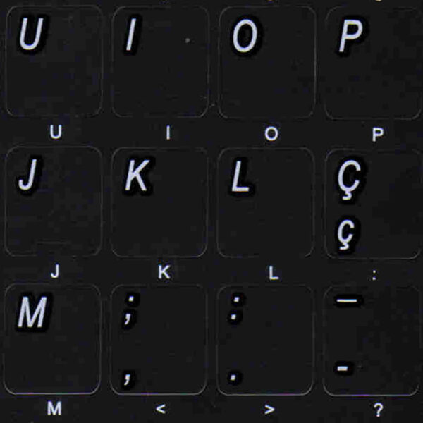 Portuguese traditional keyboard stickers non transparent black