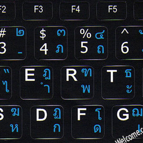 Thai-English alphabet letters keyboard sticker black