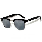 Half Frame Sunglasses Black Frame Silver Mirror Lens One Pair