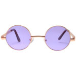 Sunglasses 43mm Women's Metal Round Circle Silver Frame Purple Lens