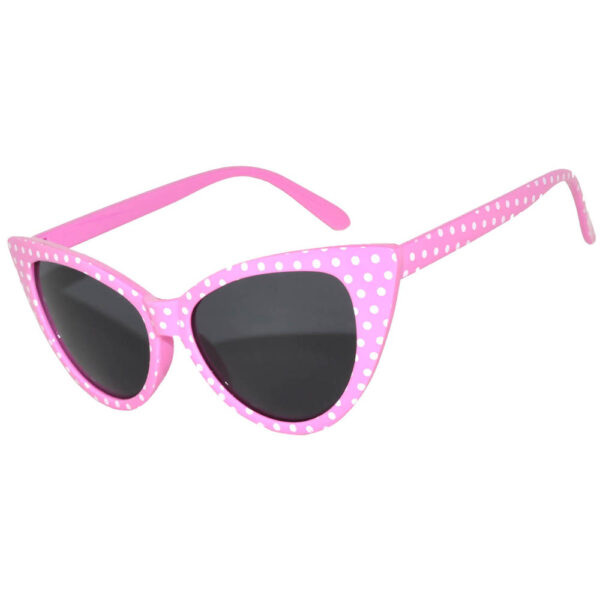 1 pair of Cat Eye Sunglasses White Polka Dots Pink