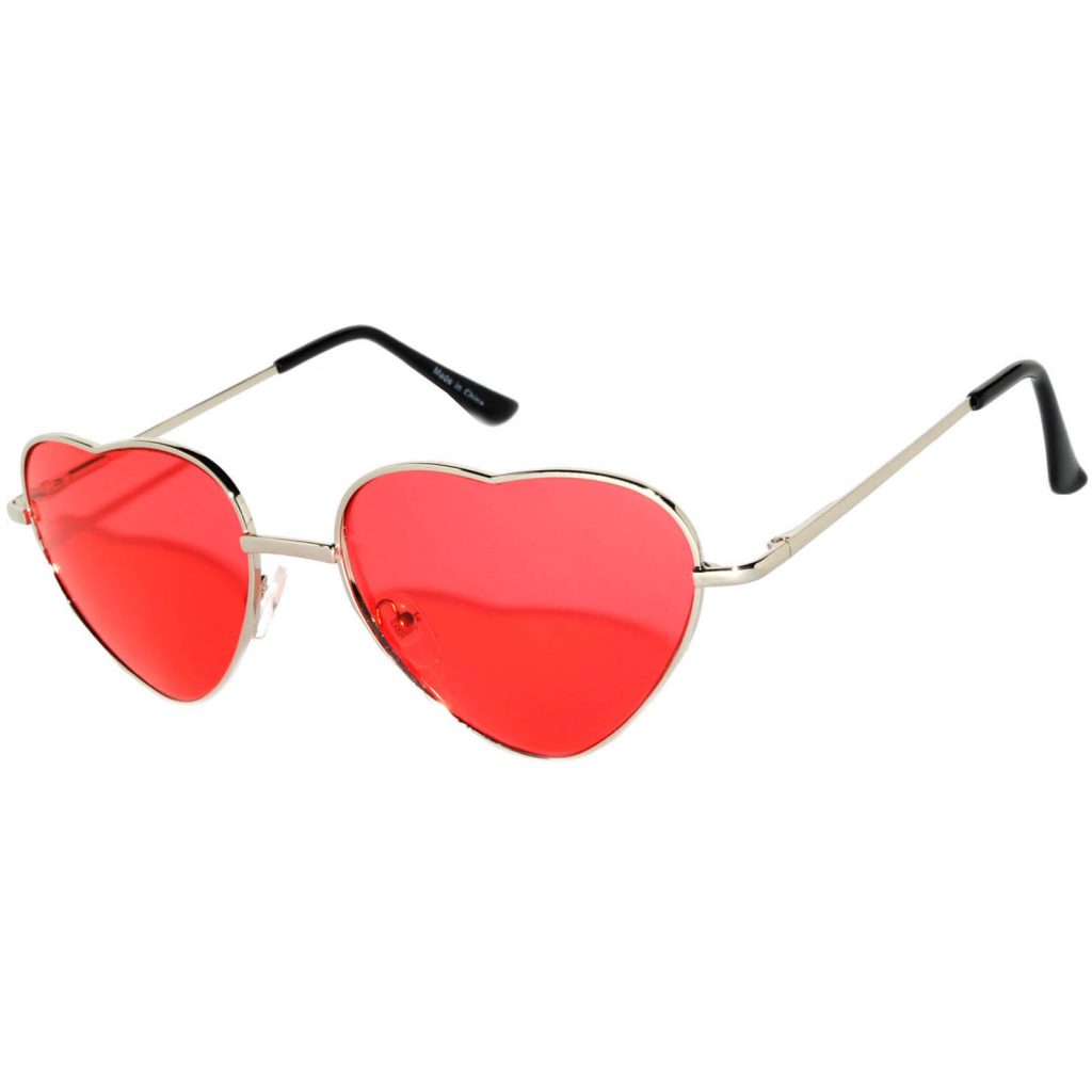 Owl ® Eyewear Sunglasses Heart Women’s Metal Silver Frame Red Lens One Dozen Online