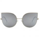 Women petal sunglasses silver frame silver mirror lens