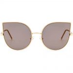 Women petal sunglasses gold frame brown mirror lens