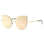 Women petal sunglasses gold frame fire mirror lens