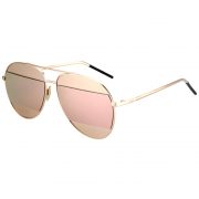 Women Metal Sunglasses Aviator Gold Frame Pink Mirror Lens