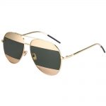 Women Metal Sunglasses Aviator Gold Frame Green Mirror Lens