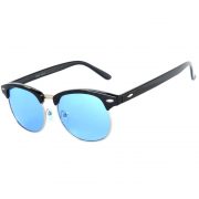 Half Frame Sunglasses Black/Silver Frame Blue Lens