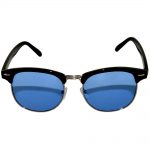 Half Frame Sunglasses Black/Silver Frame Blue Lens
