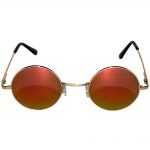 Sunglasses 43mm Women's Metal Round Circle Gold Frame Mirror Red Lens