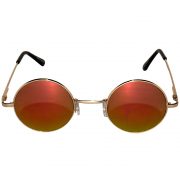 Sunglasses 43mm Women's Metal Round Circle Gold Frame Mirror Red Lens