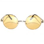 Sunglasses 43mm Women's Metal Round Circle Silver Frame Yellow Lens