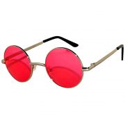 Sunglasses 43mm Women's Metal Round Circle Silver Frame Red Lens