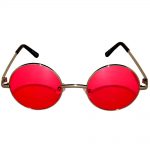 Sunglasses 43mm Women's Metal Round Circle Silver Frame Red Lens