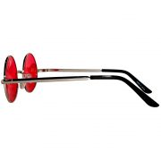 Sunglasses 43mm Women's Metal Round Circle Silver Frame Red Lens