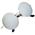 Sunglasses 56mm Women's Metal Round Circle Silver Frame Mirror Silver Lens