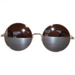 Sunglasses 56mm Women's Metal Round Circle Gold Frame Mirror Brown Lens