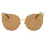 Women Metal Sunglasses Cat Gold Frame Brown Mirror Lens
